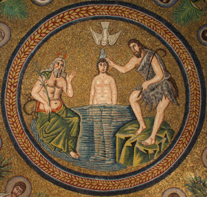 The baptism of Christ as depicted in the Arian Baptistery in Ravenna ...
