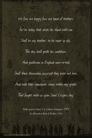 Band of Brothers Quote Henry V Saint Crispin's day speech - Questions ...