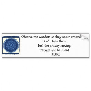 Rumi sayings and quotes about WONDERS Car Bumper Sticker
