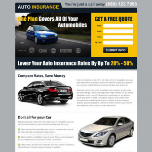 ... free quote clean and converting landing page Auto Insurance example