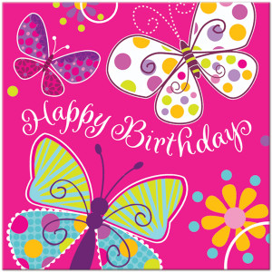 Butterfly Summer Happy Birthday Lunch Napkins (16), FREE shipping ...