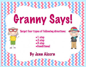 Crazy Speech World: Granny Says! {FREEBIE!} Targeting 1, 2 & 3 step ...