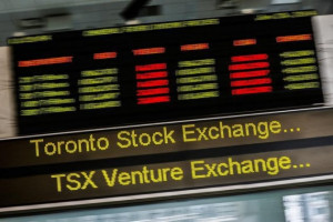 Toronto Stock Exchange (TSX) stock information is seen in Toronto ...