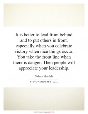 and to put others in front, especially when you celebrate victory ...