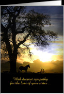 Loss of sister Horse & Oak Tree in the Sunset Sympathy Card Customize ...