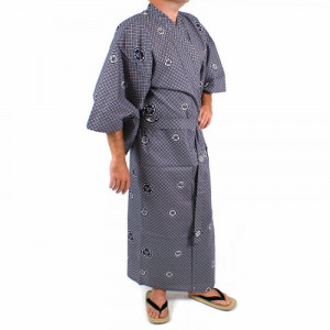 Kimonos homme > Yukata en coton fabriqué au Japon pour homme crest ...