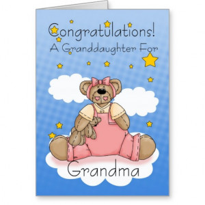 Grandma New Baby Girl Congratulations Greeting Card