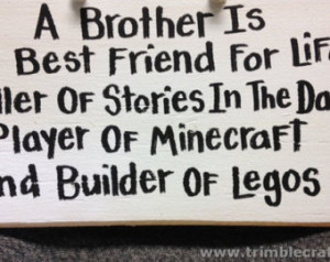 Brother best friend minecraft legos sign boys gift room decor wood ...
