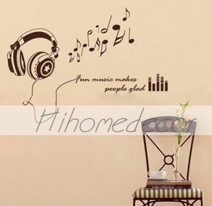 Musical Note Earphone Pattern Quote Modern Decal Wall Sticker(China ...