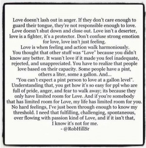 Love doesn't lash out in anger...