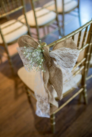 wedding ceremony decorations – ribbon, burlap and babys breath bows ...