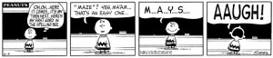 Image of Peanuts comic strip originally published on February 9, 1966