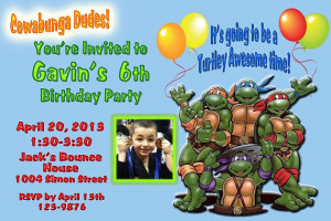 Teenage Mutant Ninja Turtles You Print Birthday Invitation with Photo