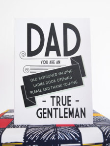 Fathers Day Card Gentleman Vintage Typography Dad Birthday Greetings