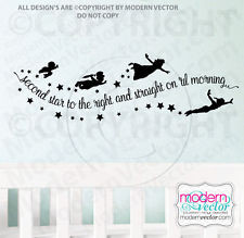 Second Star to the Right Peter Pan Quote Vinyl Wall Decal Lettering ...