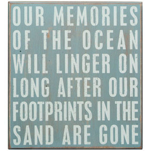 Ocean memories beach sign