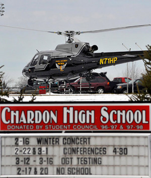 ... the grounds of Chardon High School in Chardon, Ohio February 27, 2012