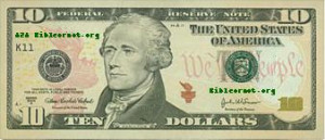 Alexander Hamilton is on the 10 Dollar Bill