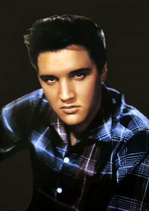 Two Elvis Presley paintings on black velvet
