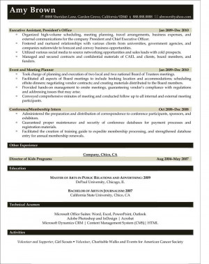 Arts, Entertainment and Media Resume Samples