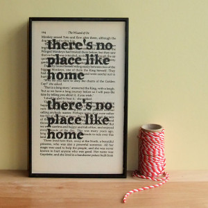 ... Like Home Housewarming Gift Wizard of Oz Quote on Vintage Book Page