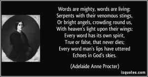 Words are mighty, words are living: Serpents with their venomous ...