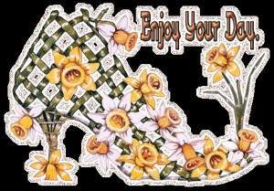 Enjoy your day yellow glitter floral graphic