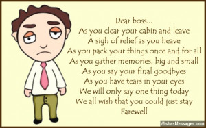 Sweet goodbye poem to boss from co-workers and colleagues