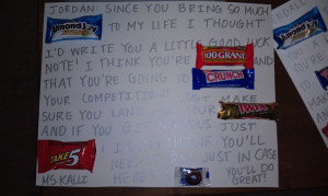good luck candy letter to my gymnasts!