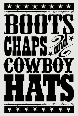 Cowboy Up Decals Boots chaps and cowboy hats