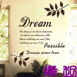 Dream Come True Quote Lettering Words Vinyl Wall Decal Sticker English ...