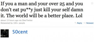 iwannabefat:skittlesness:jdiamondisme:“Rapper 50 Cent took to his ...