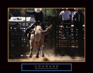 COURAGE Motivational Bull Riding Poster - Front Line Art Publishing ...
