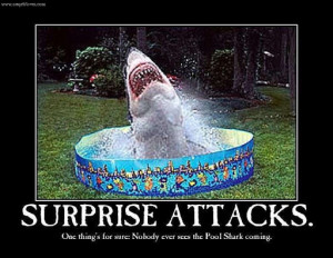 Pool Shark Surprise Attacks Motivational Poster
