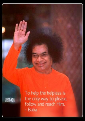 Sathya Sai Baba blessing photo with quote