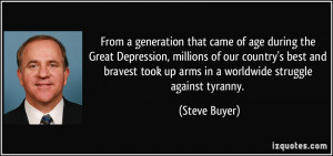 From a generation that came of age during the Great Depression ...