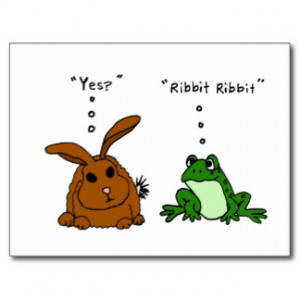 YY- Funny Rabbit and Frog Cartoon Post Card