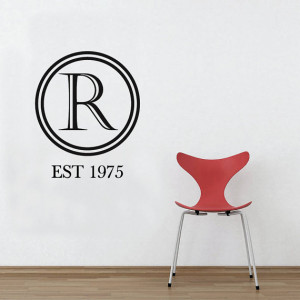 Monogram Letter Wall Sticker - Removable Custom Decal Quote Office