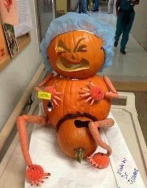 Pumpkin giving birth.