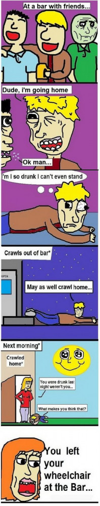 you left your wheelchair at the bar comic