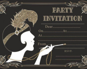 10 x Great Gatsby Birthday Annivers ary Party Invitations ...
