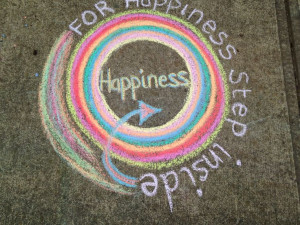 Happiness sidewalk chalk