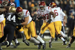 Running back Javorius Allen #37 of the USC Trojans runs with the ball ...