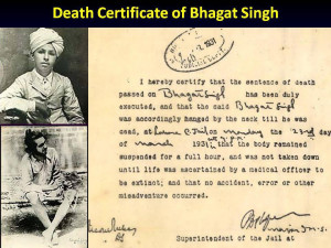 Death Certificate of Bhagat Singh