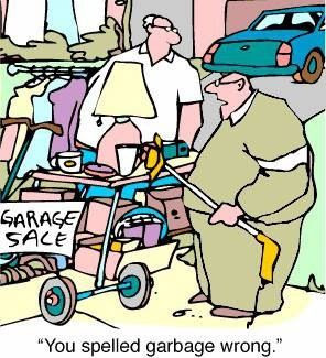 Funny Garage Garbage Sale Cartoon Joke Picture