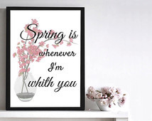Spring Quote PRINTABLE Floral Print cherry BLOSSOM Wall Art love quote ...