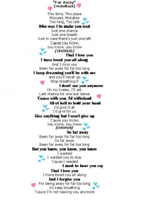 Far Away Nickelback Lyrics- My Wedding Song! :)