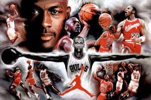 Michael Jordan Wings Collage Vintage Sports Poster Print - 36x24