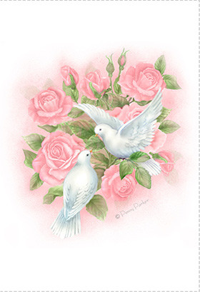 Printable Anniversary Greeting Card - Doves And Roses