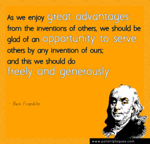 Franklin: We should (share inventions) Freely and Generously